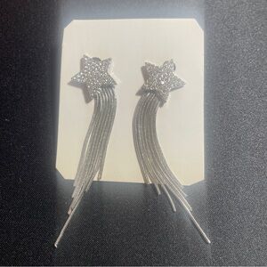 Silver Rhinestone Star drop dangle earrings